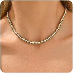 ⚡Elegant Gold Chain Necklace with Sparkling Crystals Choker Jewelry for Women